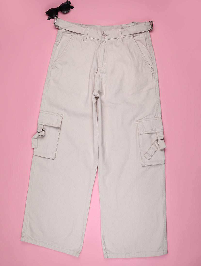 girls solid mid rise cargo