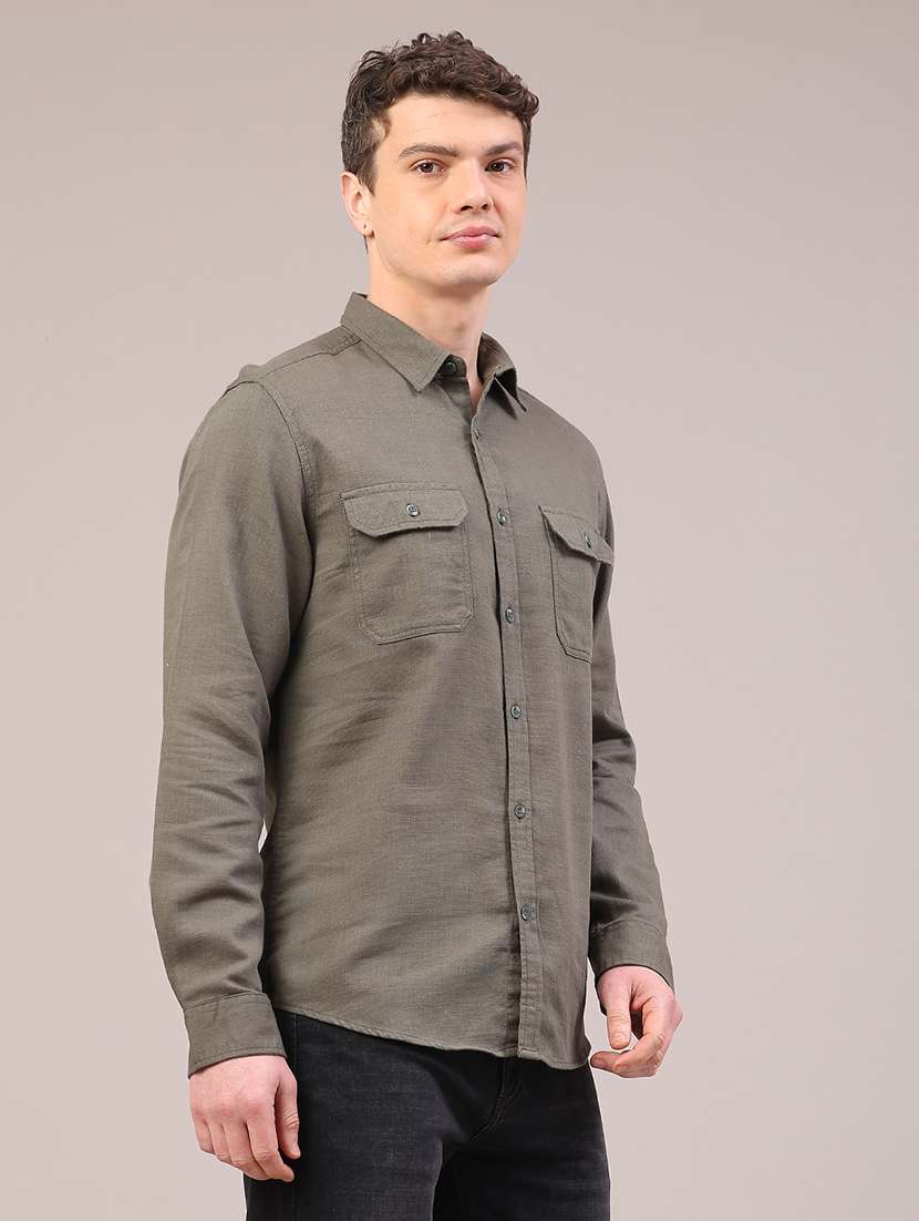 men solid long sleeve regular fit casual shirt - 22175884 -  Standard Image - 3