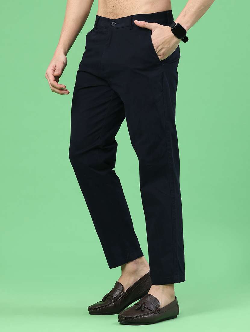 men solid mid rise chinos casual trouser - 22176087 -  Standard Image - 3
