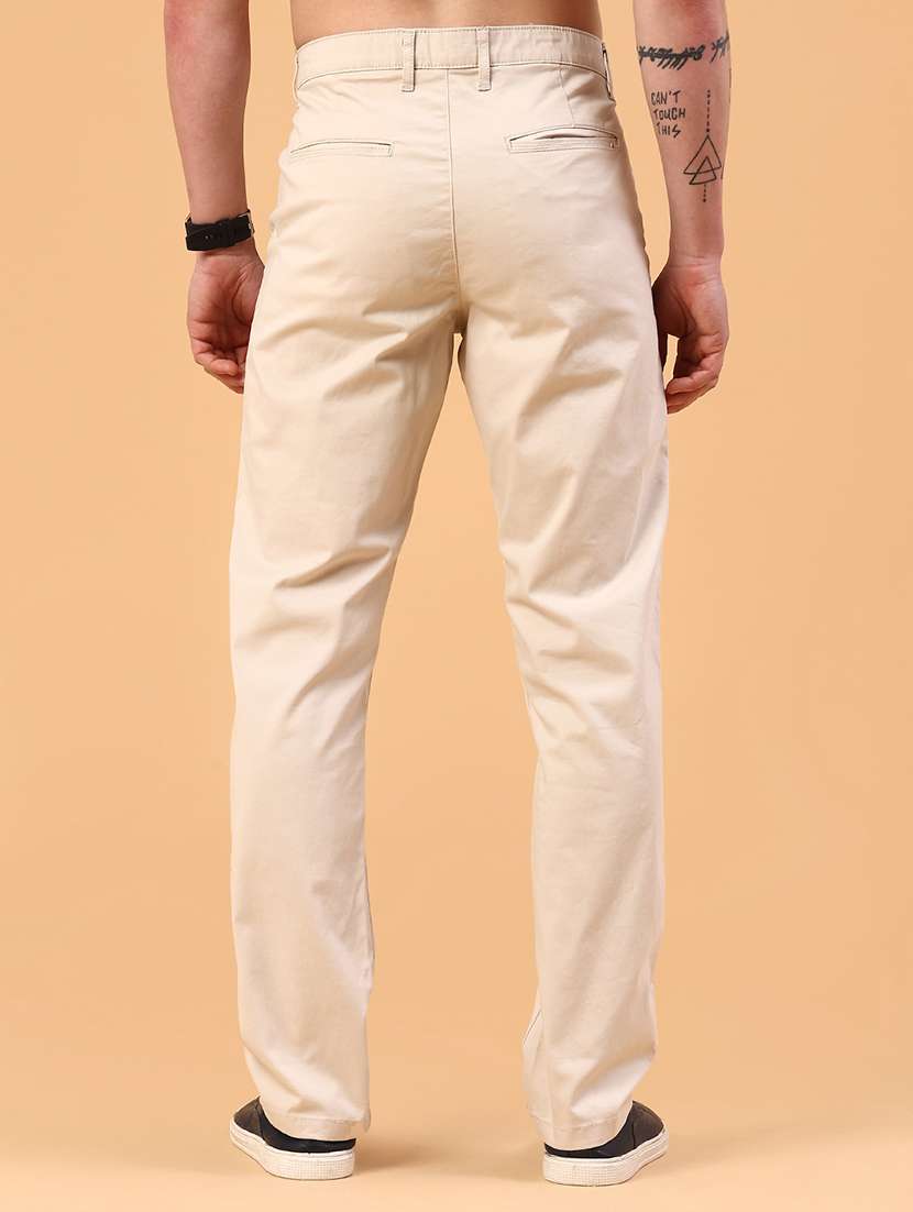 men solid mid rise chinos casual trouser - 22176090 -  Standard Image - 3