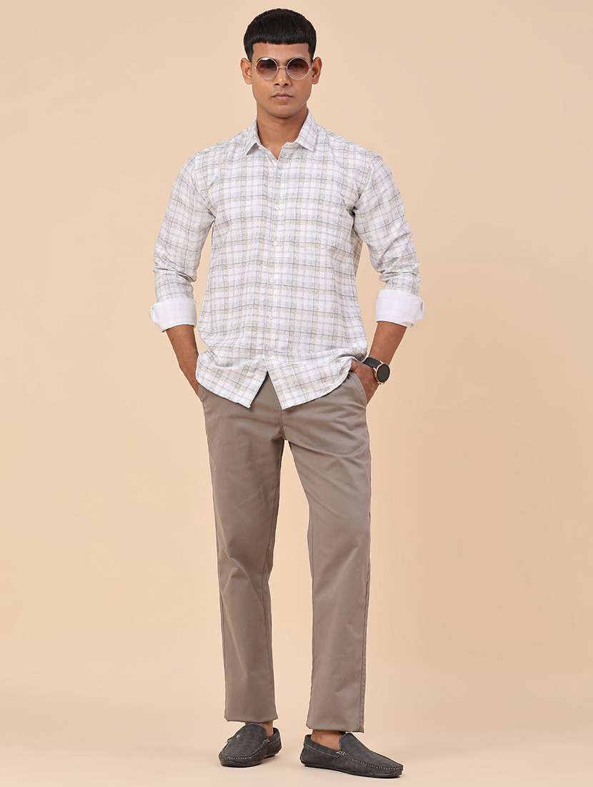 men grey cotton flat front casual trouser - 22176091 -  Standard Image - 5
