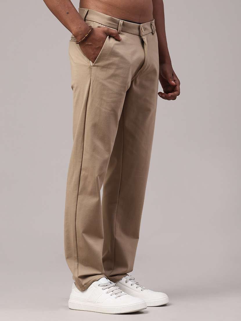 men solid mid rise chinos casual trouser - 22176128 -  Standard Image - 3