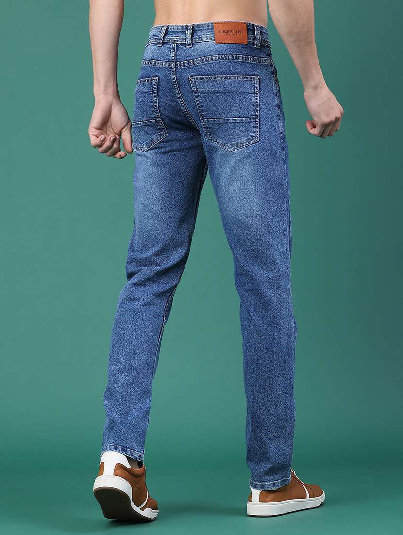 men washed mid rise full length tapered jeans - 22176187 -  Standard Image - 3
