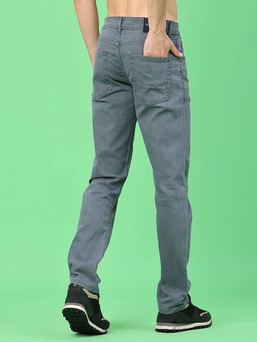 men plain mid rise full length tapered jeans - 22176188 -  Standard Image - 3