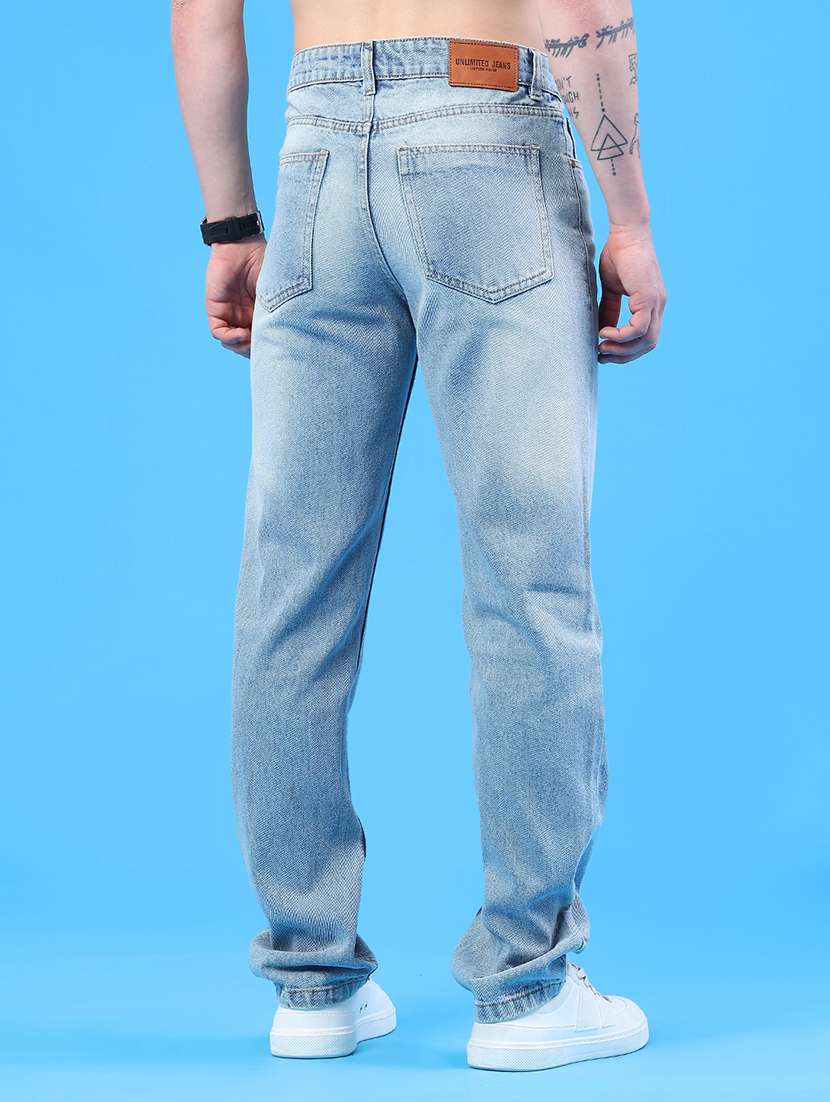 men washed mid rise full length straight jeans - 22176194 -  Standard Image - 3