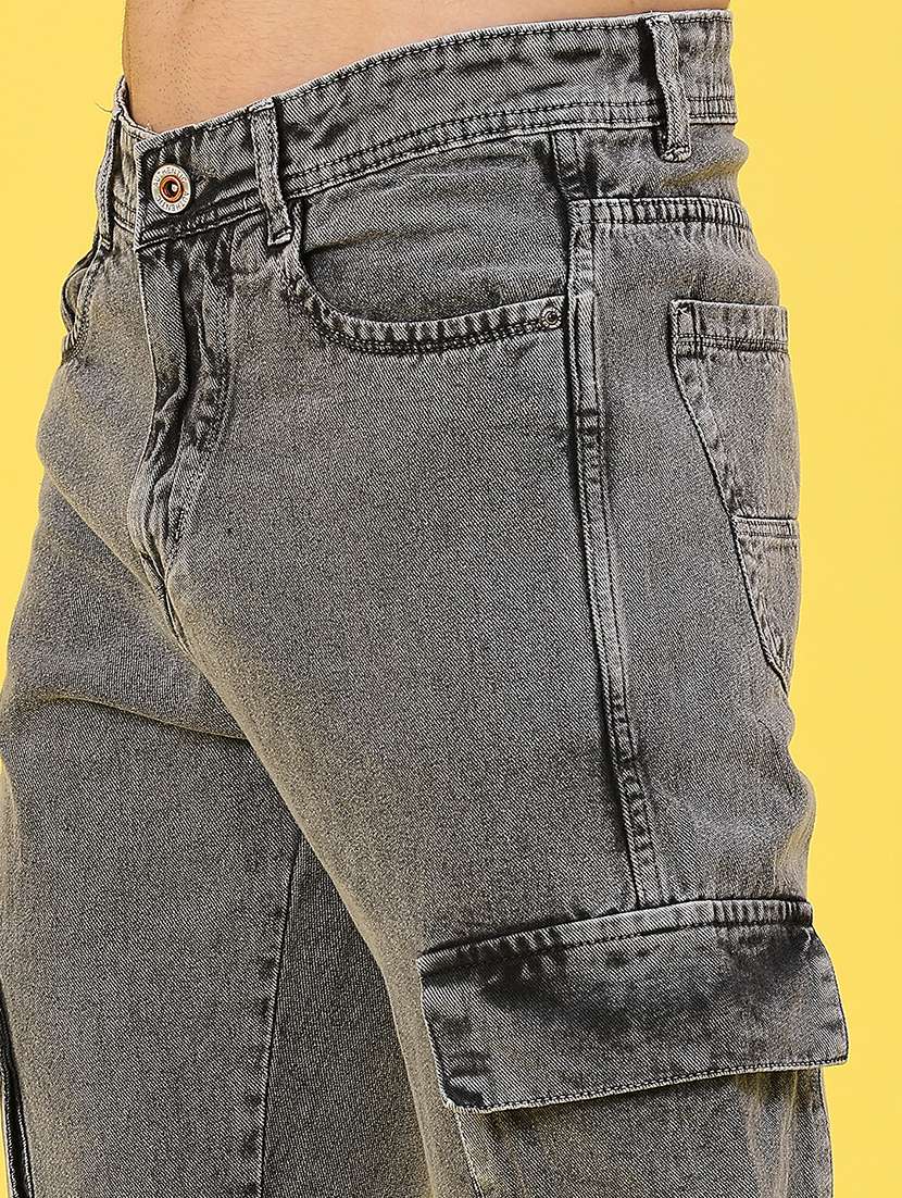 men solid mid rise regular fit cargo - 22176196 -  Standard Image - 5