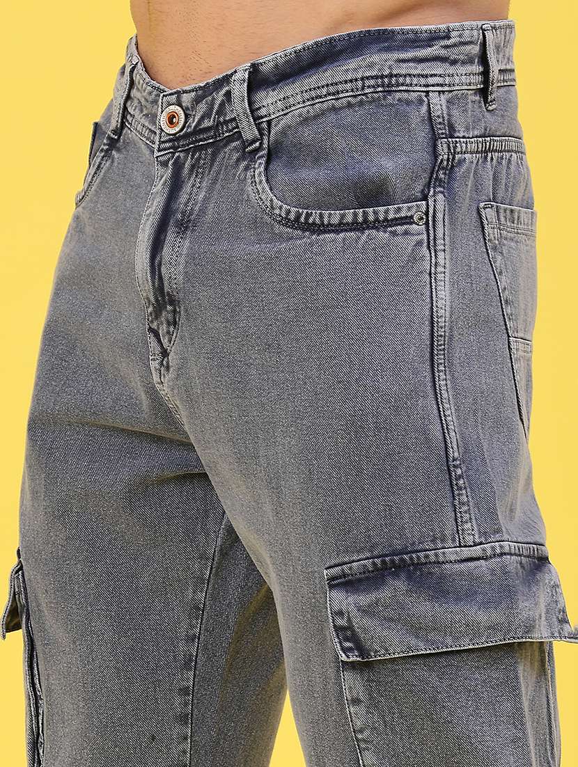 men solid mid rise regular fit cargo - 22176198 -  Standard Image - 5