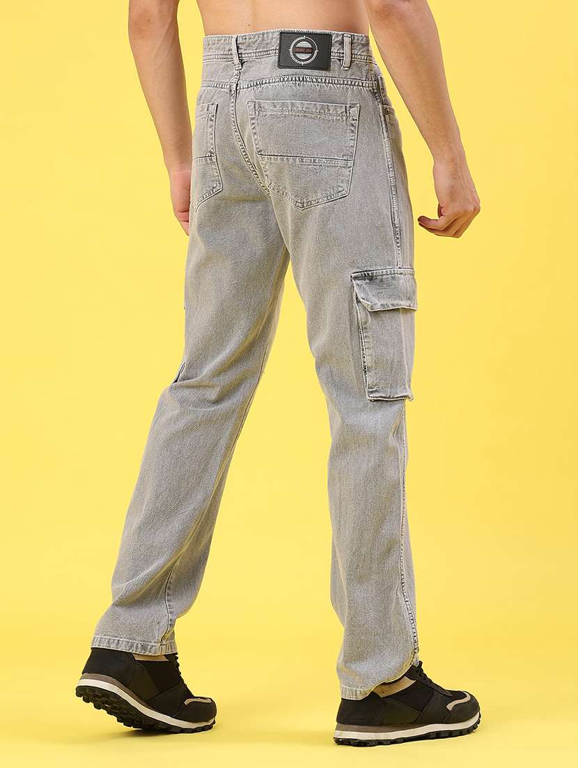 men solid mid rise regular fit cargo - 22176200 -  Standard Image - 3