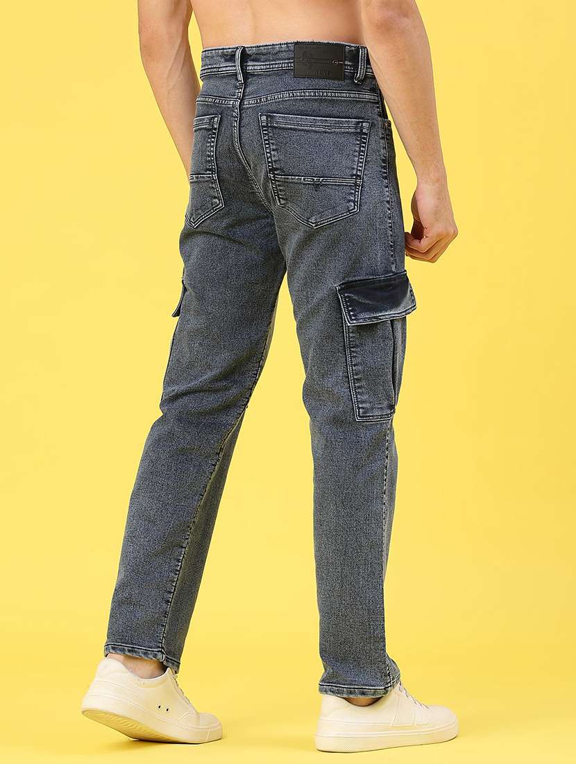 men solid mid rise regular fit cargo - 22176206 -  Standard Image - 3