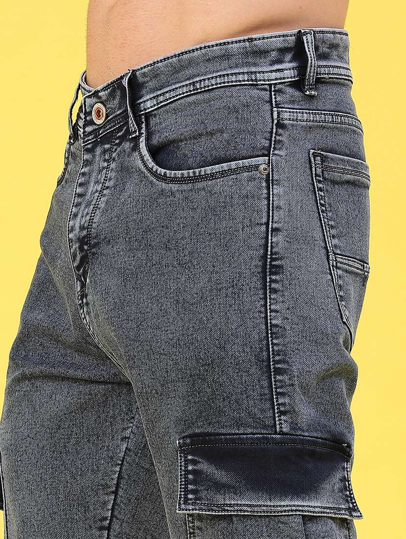 men solid mid rise regular fit cargo - 22176206 -  Standard Image - 5