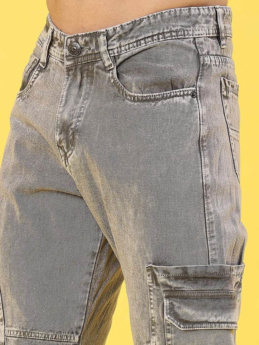 men solid mid rise regular fit cargo - 22176210 -  Standard Image - 5