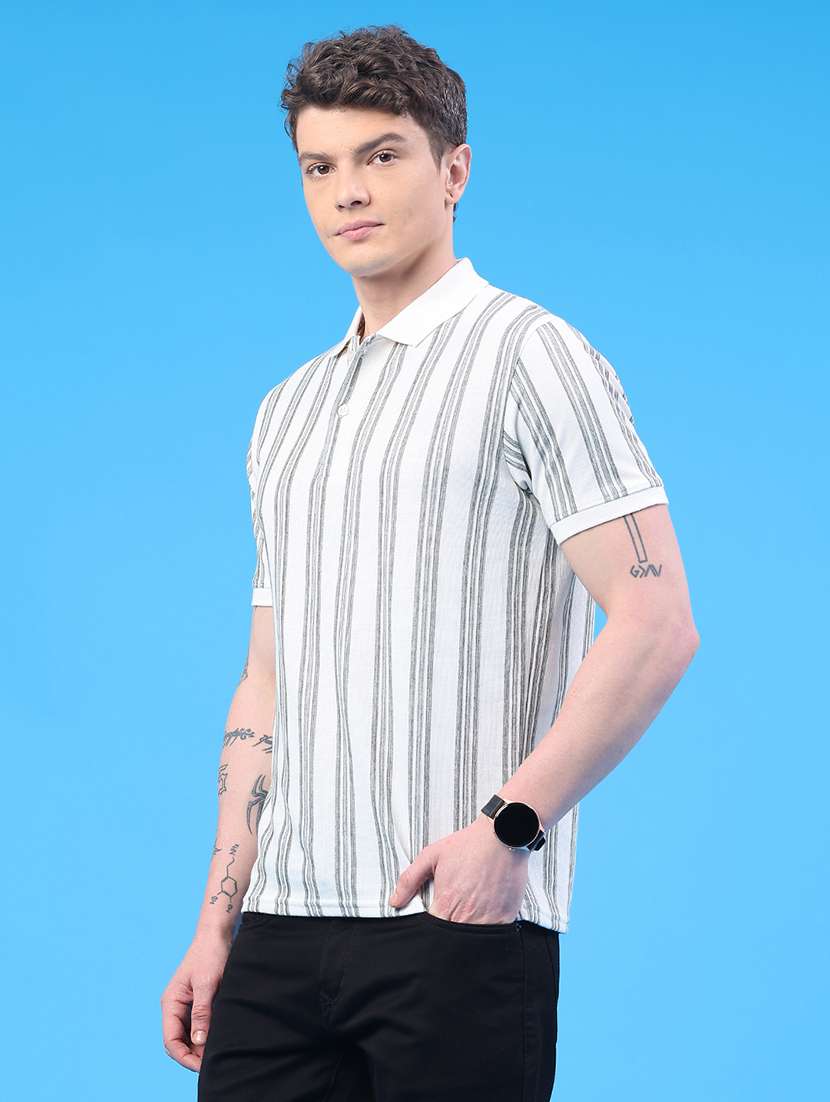 men striped short sleeve regular fit polo t-shirt - 22176221 -  Standard Image - 3