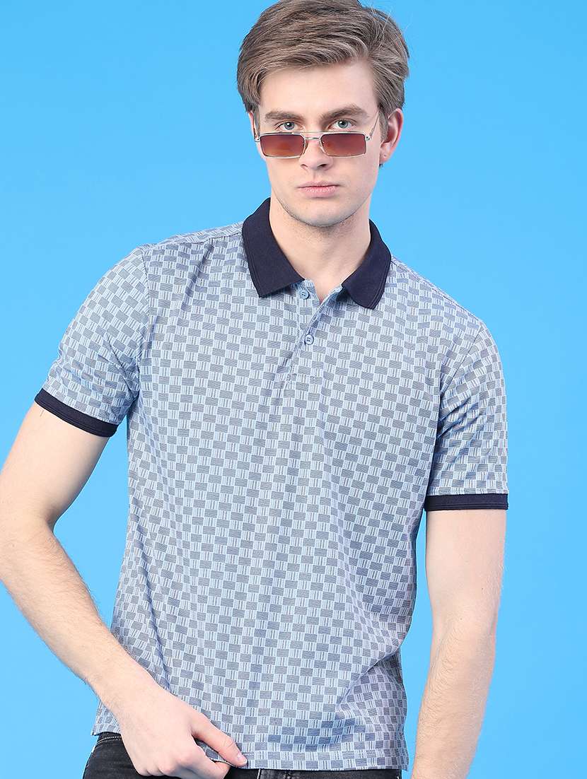 men printed short sleeve regular fit polo t-shirt
