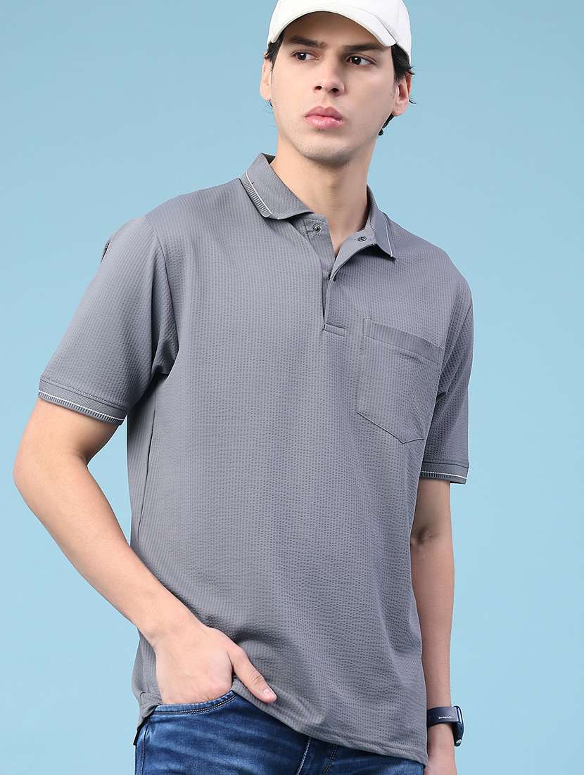 men self design short sleeve regular fit polo t-shirt