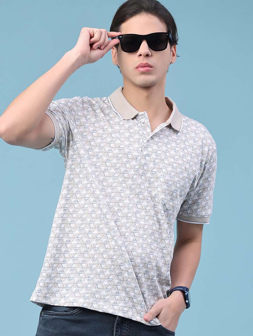 men printed short sleeve regular fit polo t-shirt