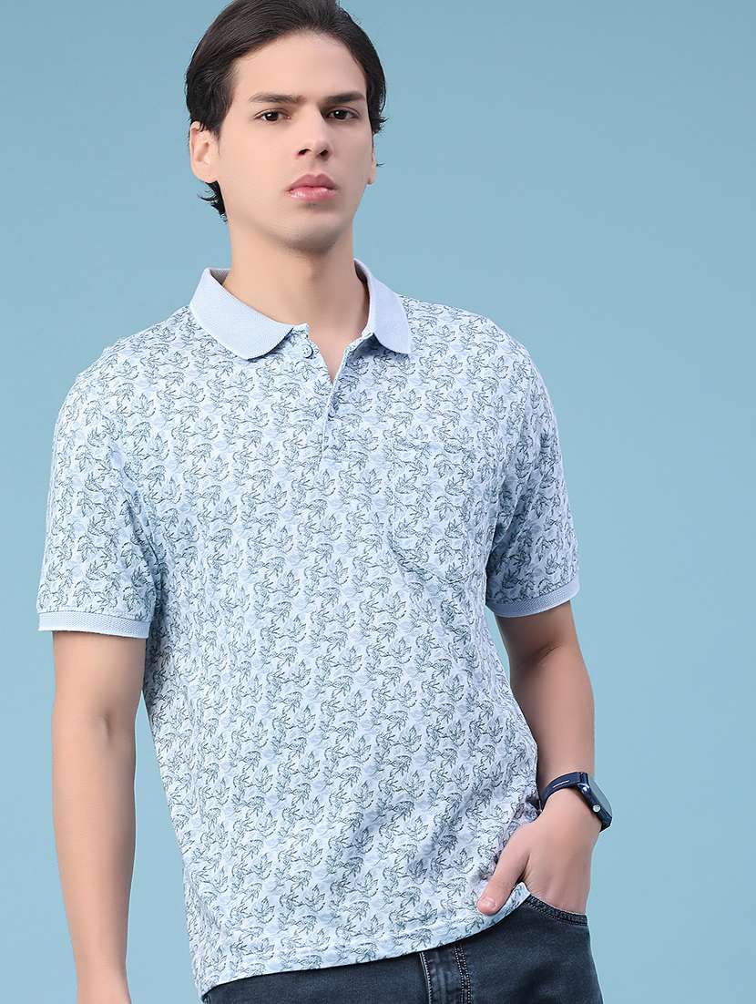 men printed short sleeve regular fit polo t-shirt