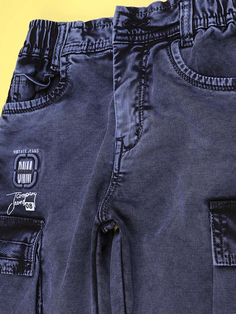 boys solid mid rise denim cargo - 22176369 -  Standard Image - 3