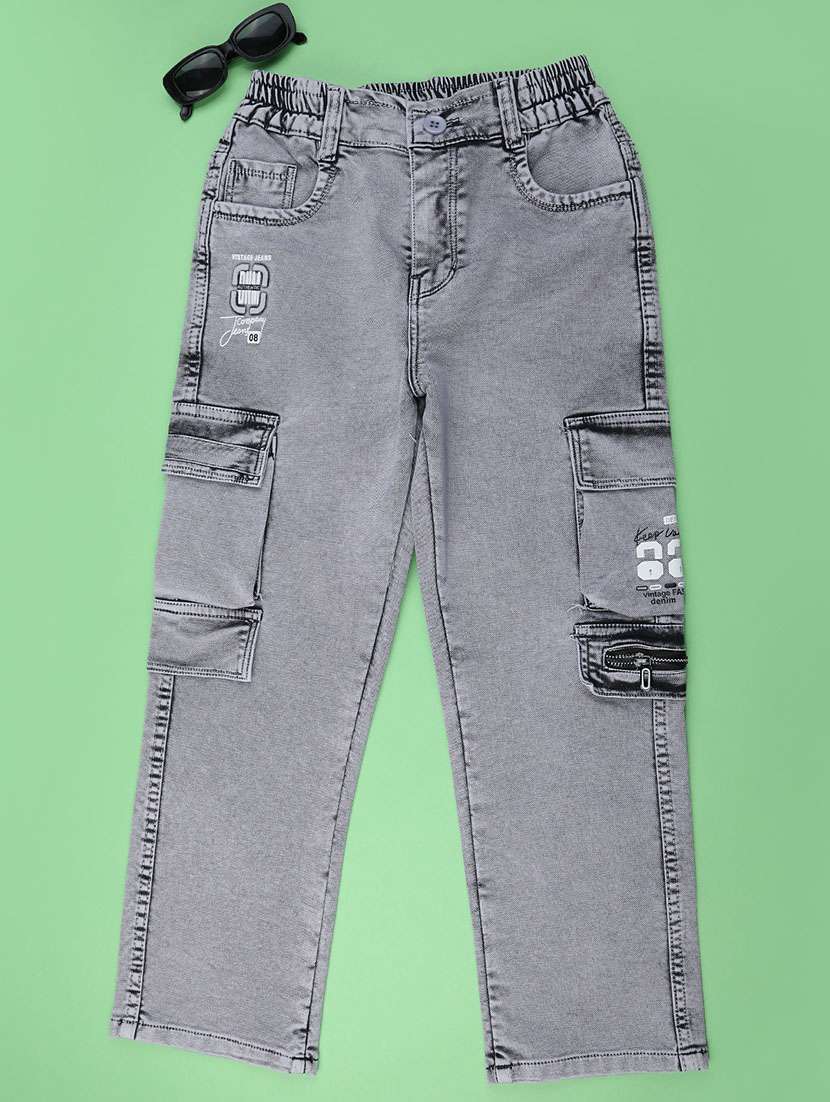 girls solid mid rise cargo jean