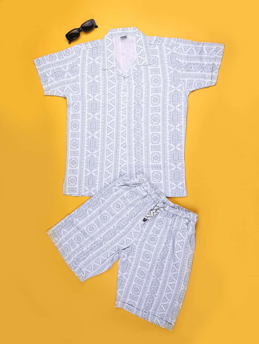 boys printed short sleeves shirt and shorts set
