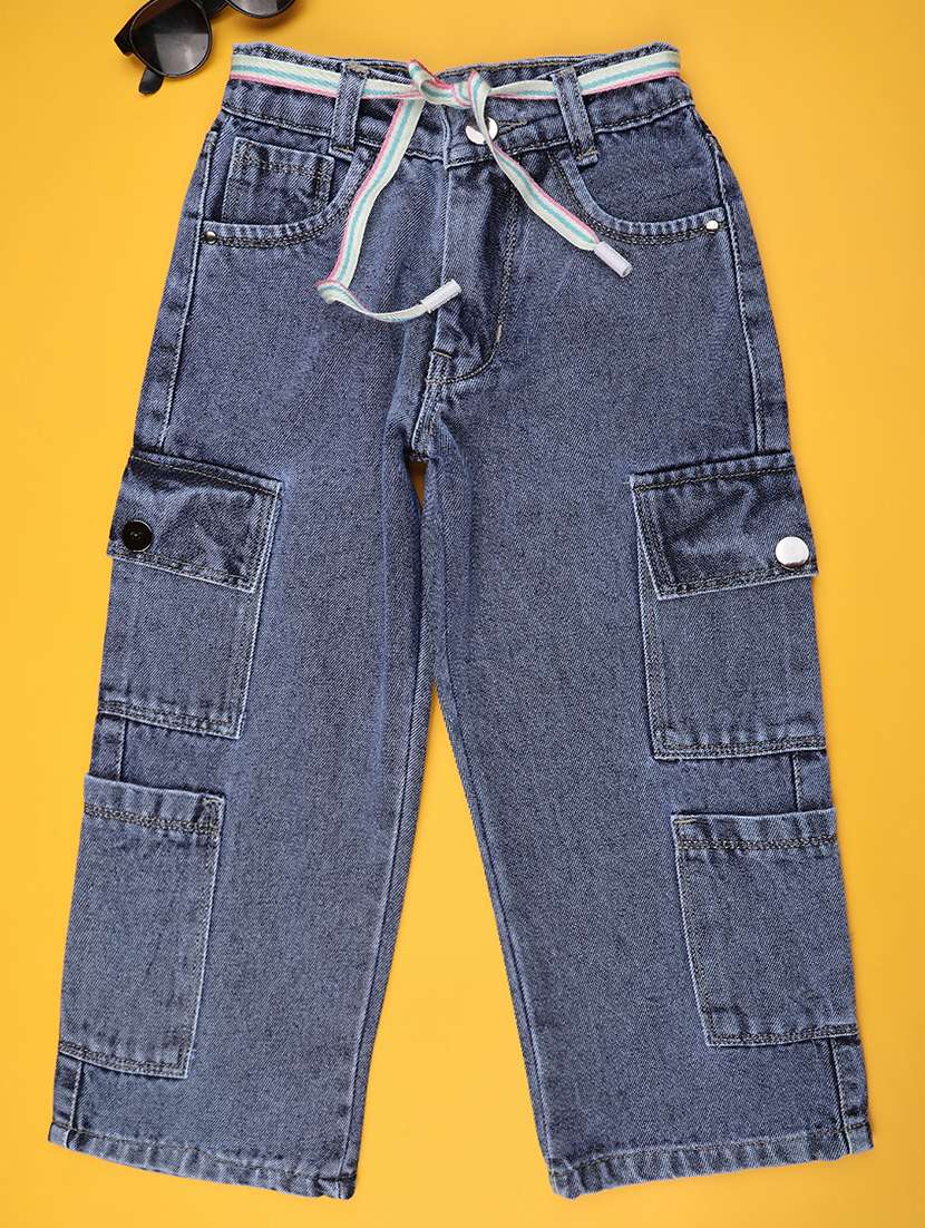 boys denim blue cargo regular fit