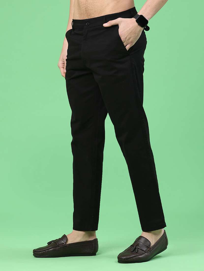 men solid mid rise chinos casual trouser - 22176429 -  Standard Image - 3