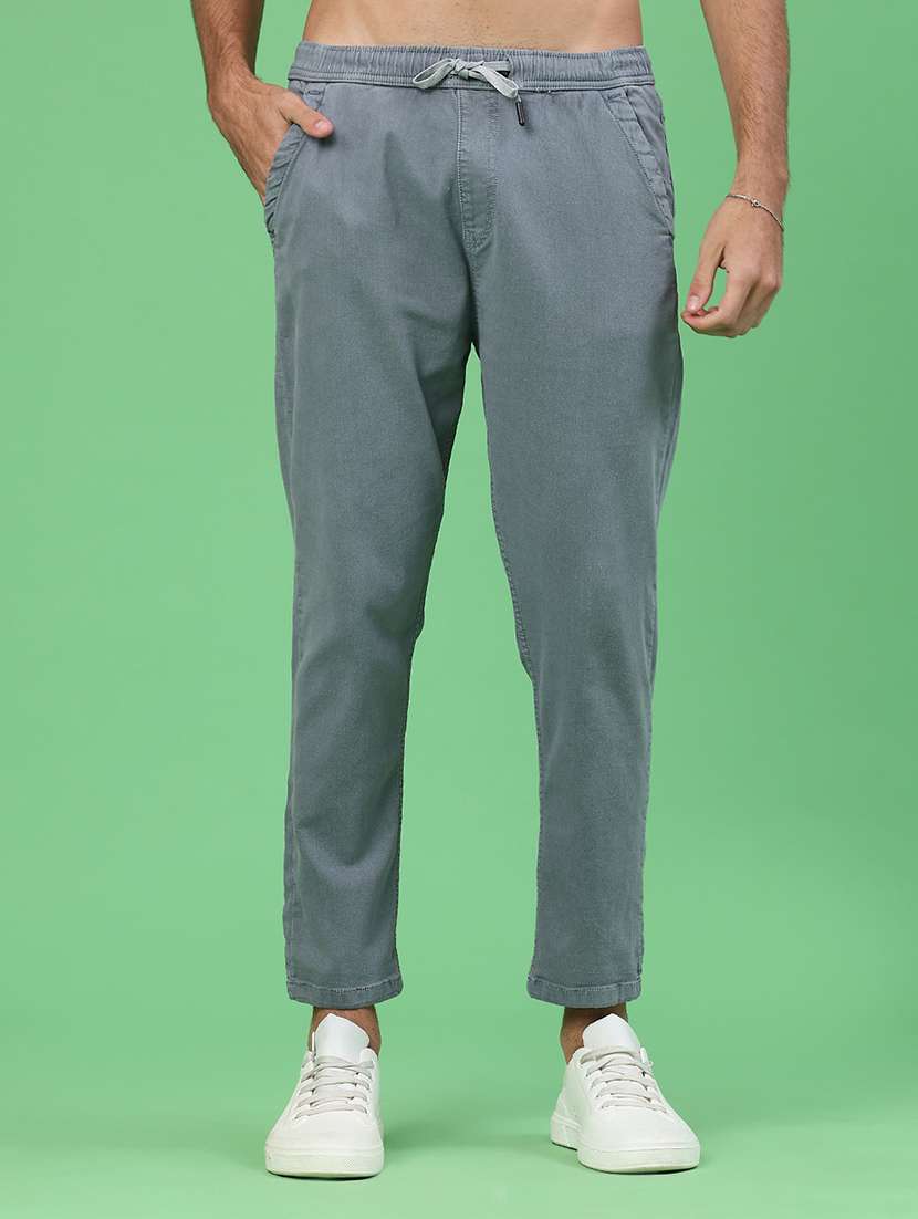 men plain mid rise ankle length tapered jeans