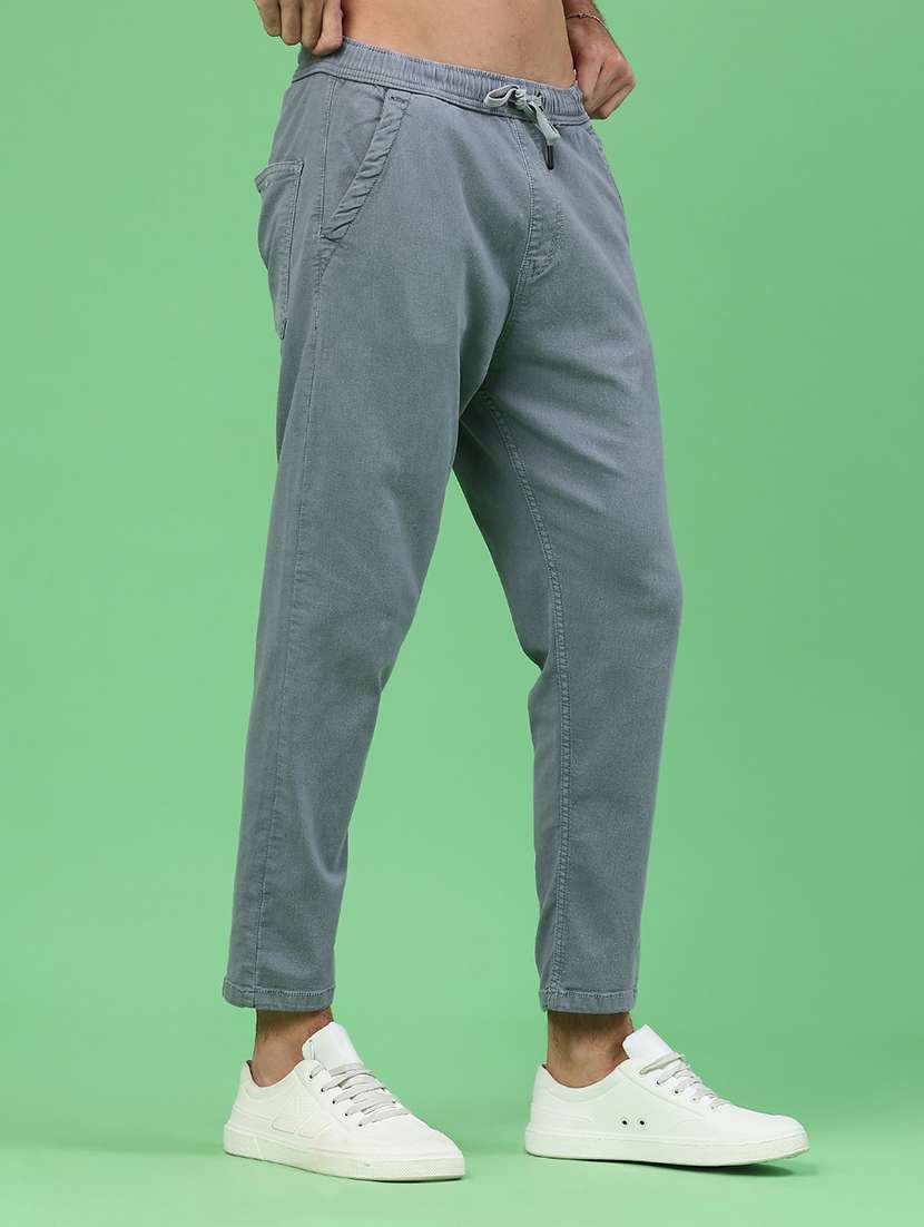 men plain mid rise ankle length tapered jeans - 22176435 -  Standard Image - 3