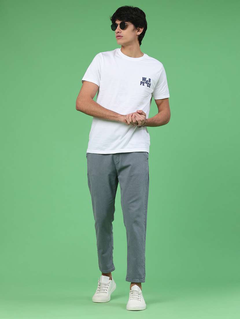 men plain mid rise ankle length tapered jeans - 22176435 -  Standard Image - 5