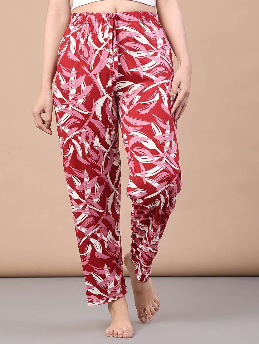 women printed mid rise nightwear pajama