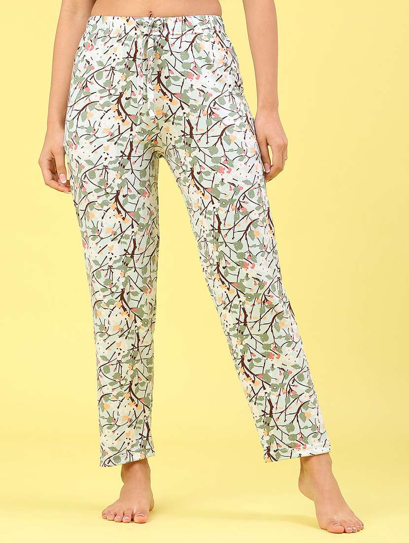 women printed mid rise nightwear pajama