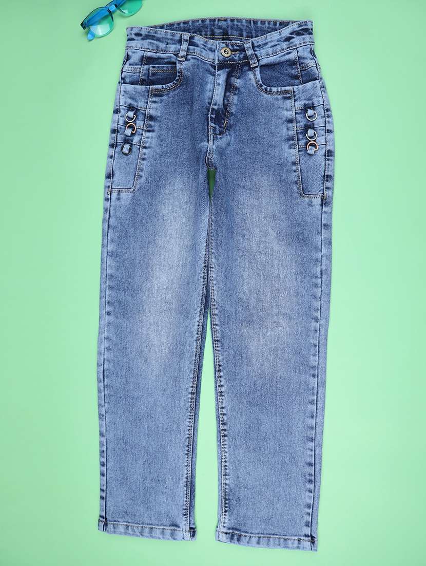 girls washed mid rise jeans