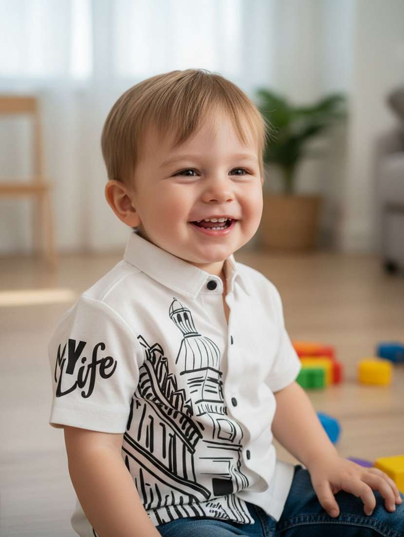 boys collared short sleeve shirt