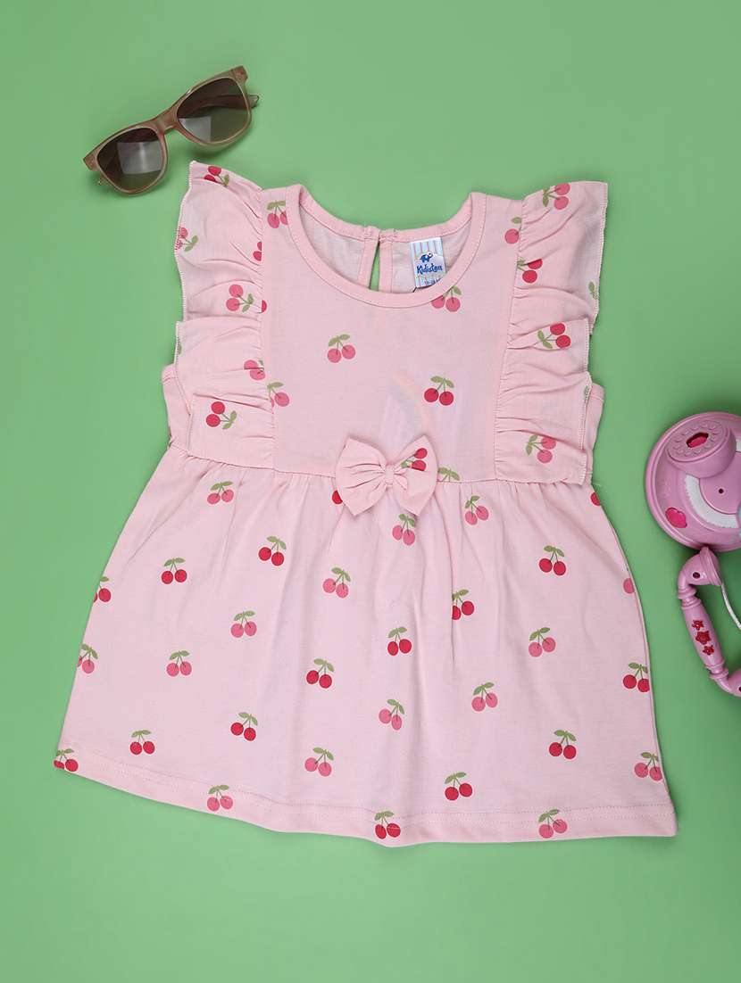 girls printed ruffle sleeve fit & flare dress