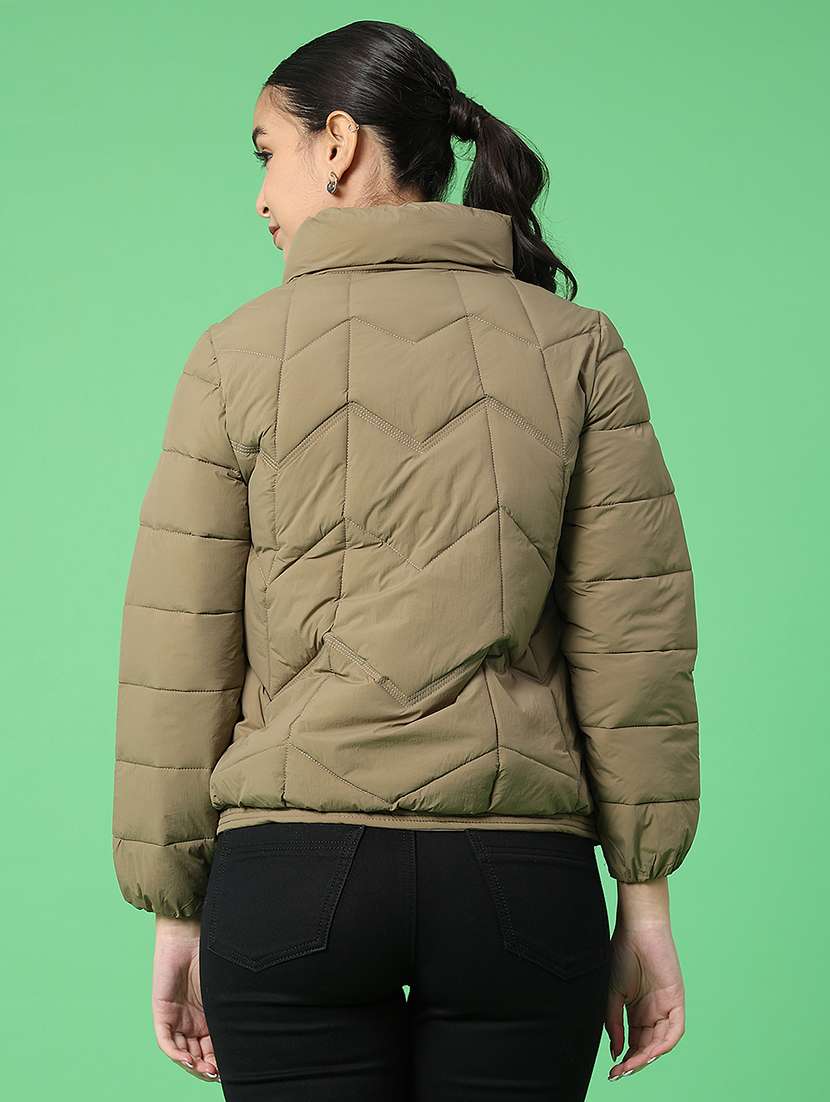 women solid long sleeve puffer jacket - 22176484 -  Standard Image - 3