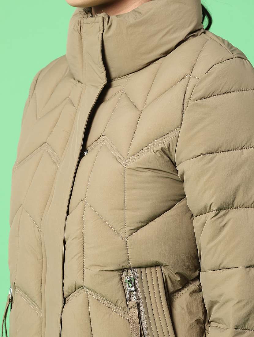 women solid long sleeve puffer jacket - 22176484 -  Standard Image - 5