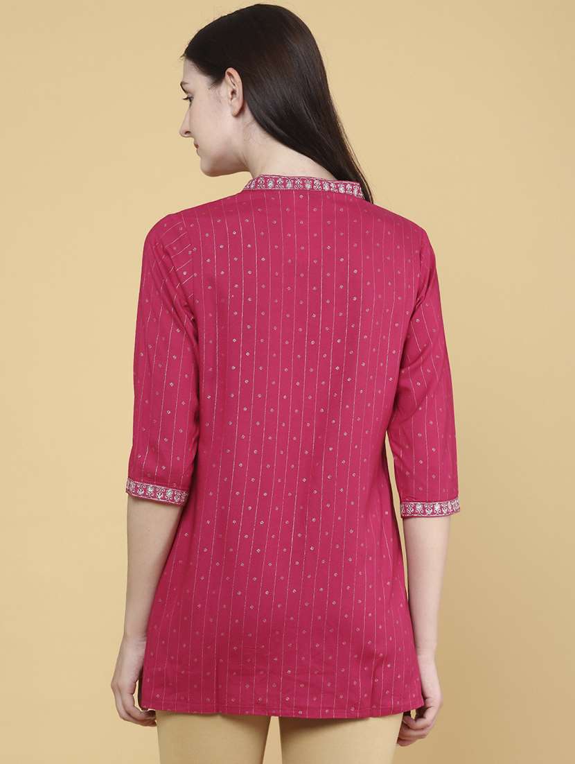 women pink rayon straight kurti - 22176532 -  Standard Image - 3