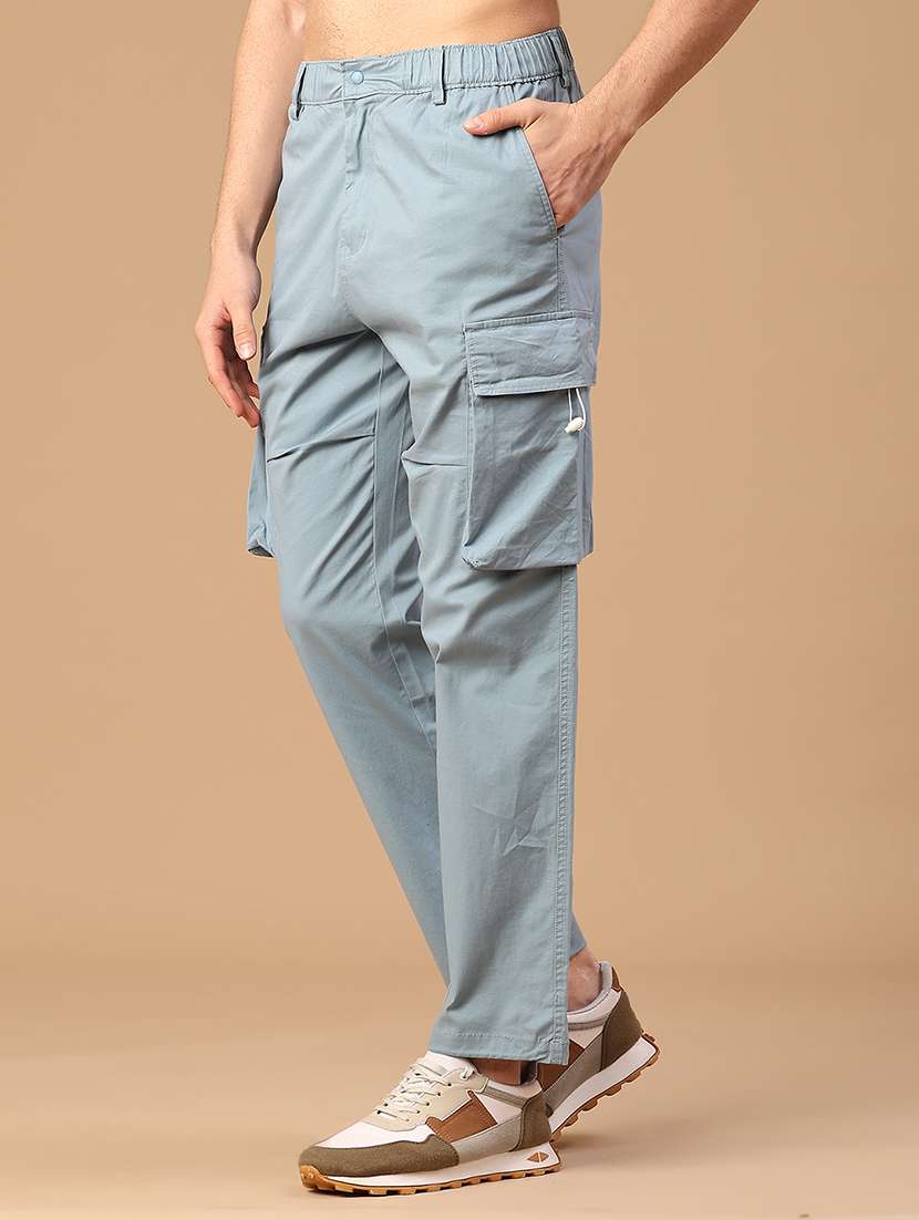 men solid mid rise regular fit cargo - 22176548 -  Standard Image - 3
