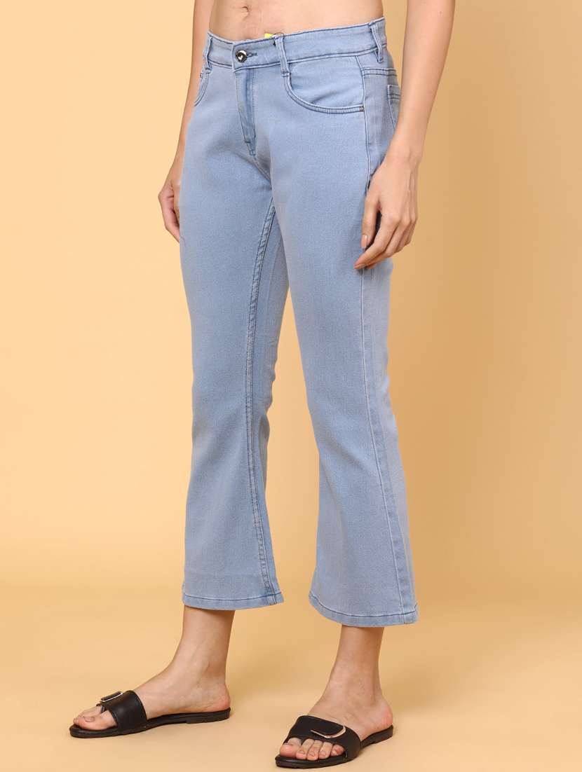 women solid mid rise bootcut jeans