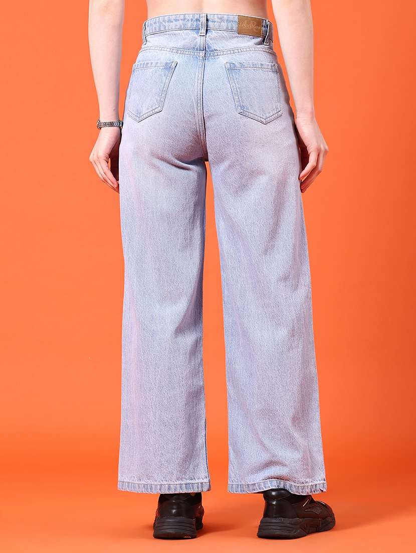 women solid high rise straight jeans - 22176558 -  Standard Image - 3