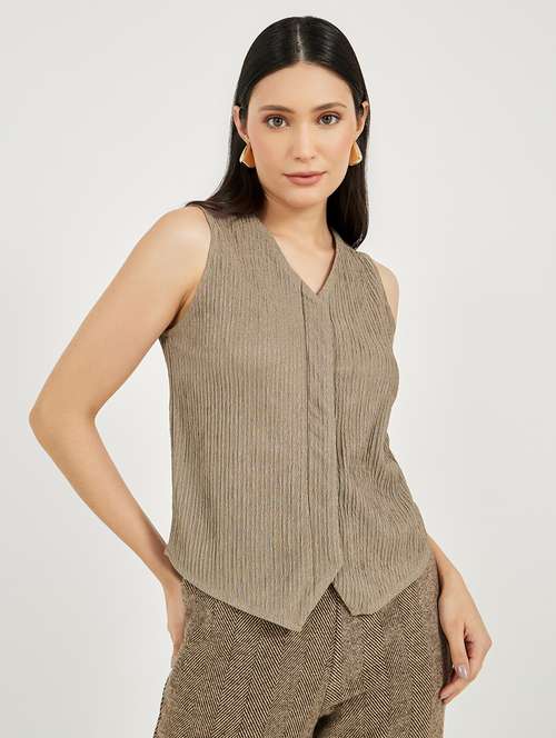 women solid sleeveless vest top - 22176575 -  Standard Image - 0