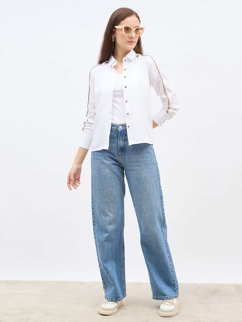 women solid collared long sleeve regular shirt - 22176587 -  Standard Image - 3