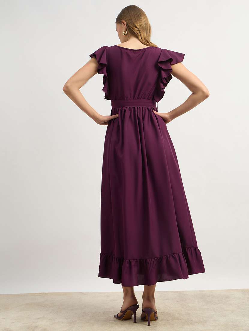 women solid round neck tiered dress - 22176600 -  Standard Image - 5