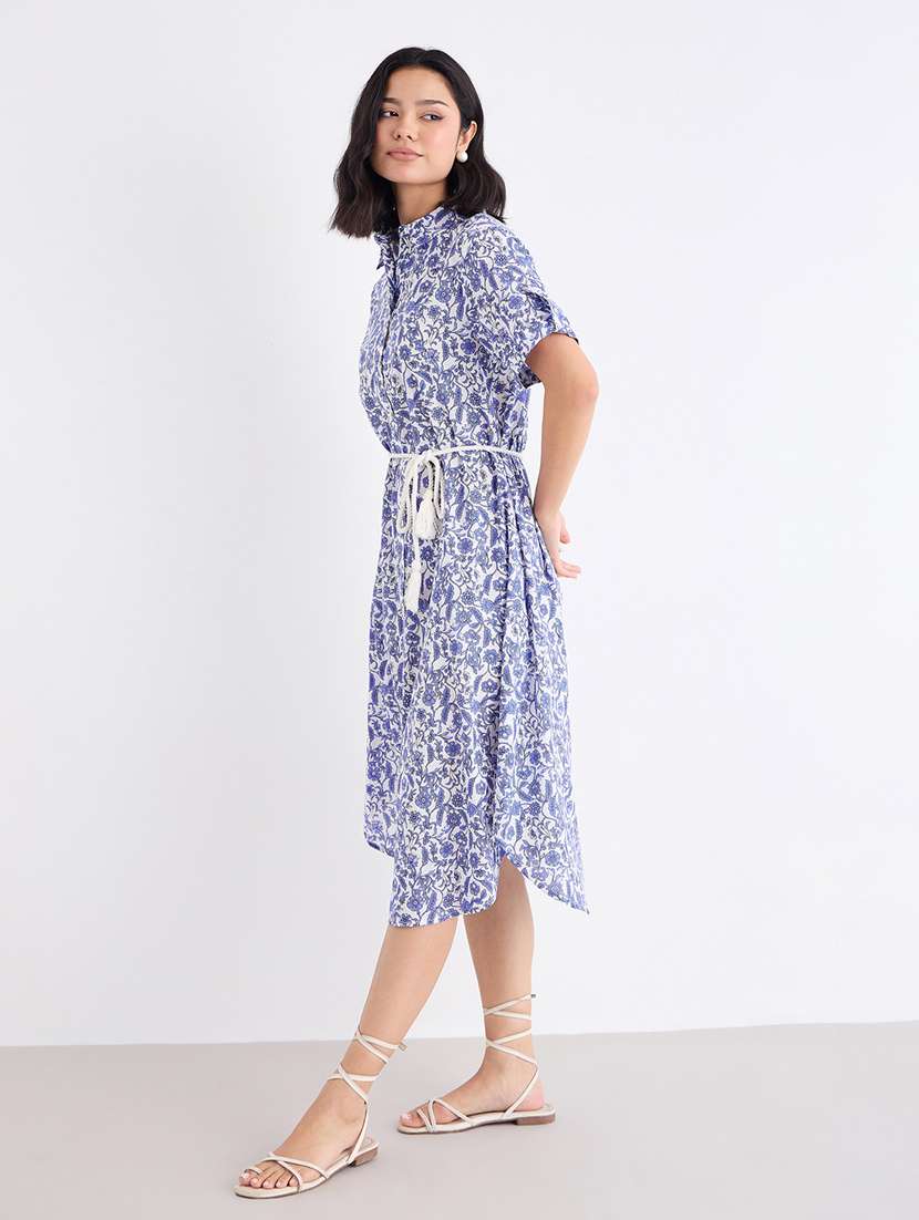 women printed collared shirt dress - 22176620 -  Standard Image - 3