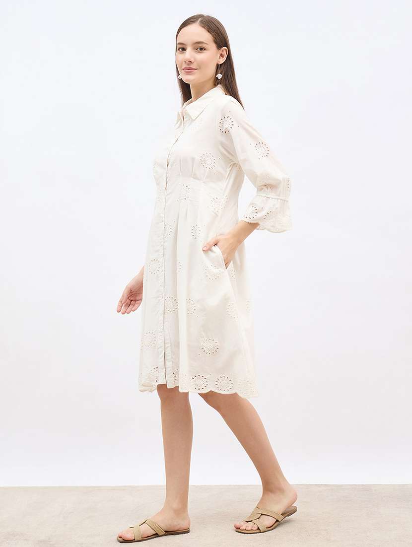 Women Embroidered Collared A-line Dress - 22176660 -  Standard Image - 3