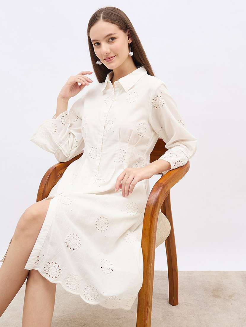 Women Embroidered Collared A-line Dress - 22176660 -  Standard Image - 5