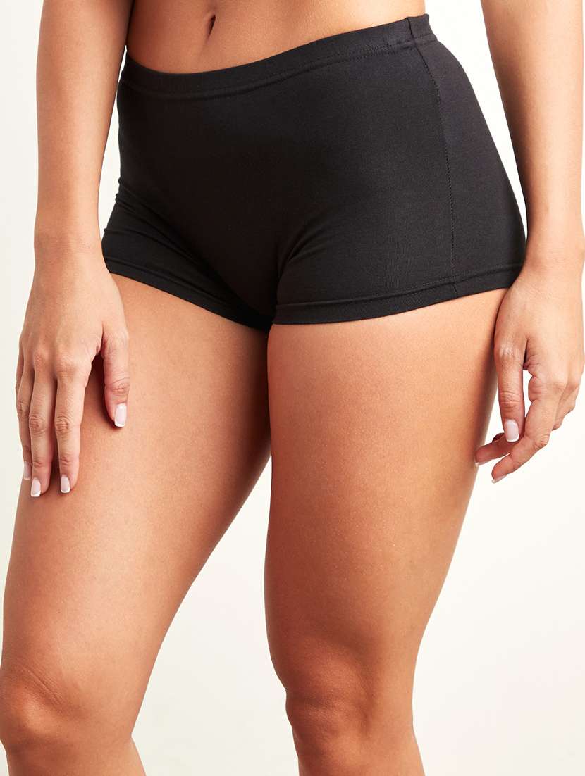 women pack of 3 solid mid rise boy shorts - 22176701 -  Standard Image - 3