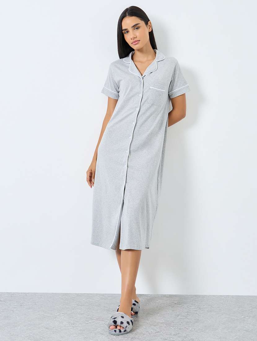 women solid short sleeve sleepshirt