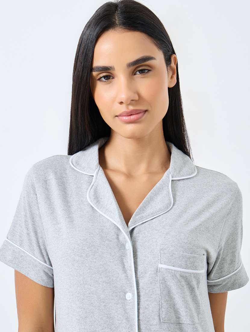 women solid short sleeve sleepshirt - 22176704 -  Standard Image - 3