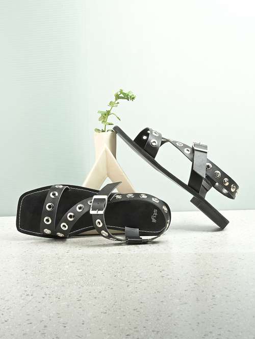 women solid back strap flat sandal - 22176721 -  Standard Image - 0