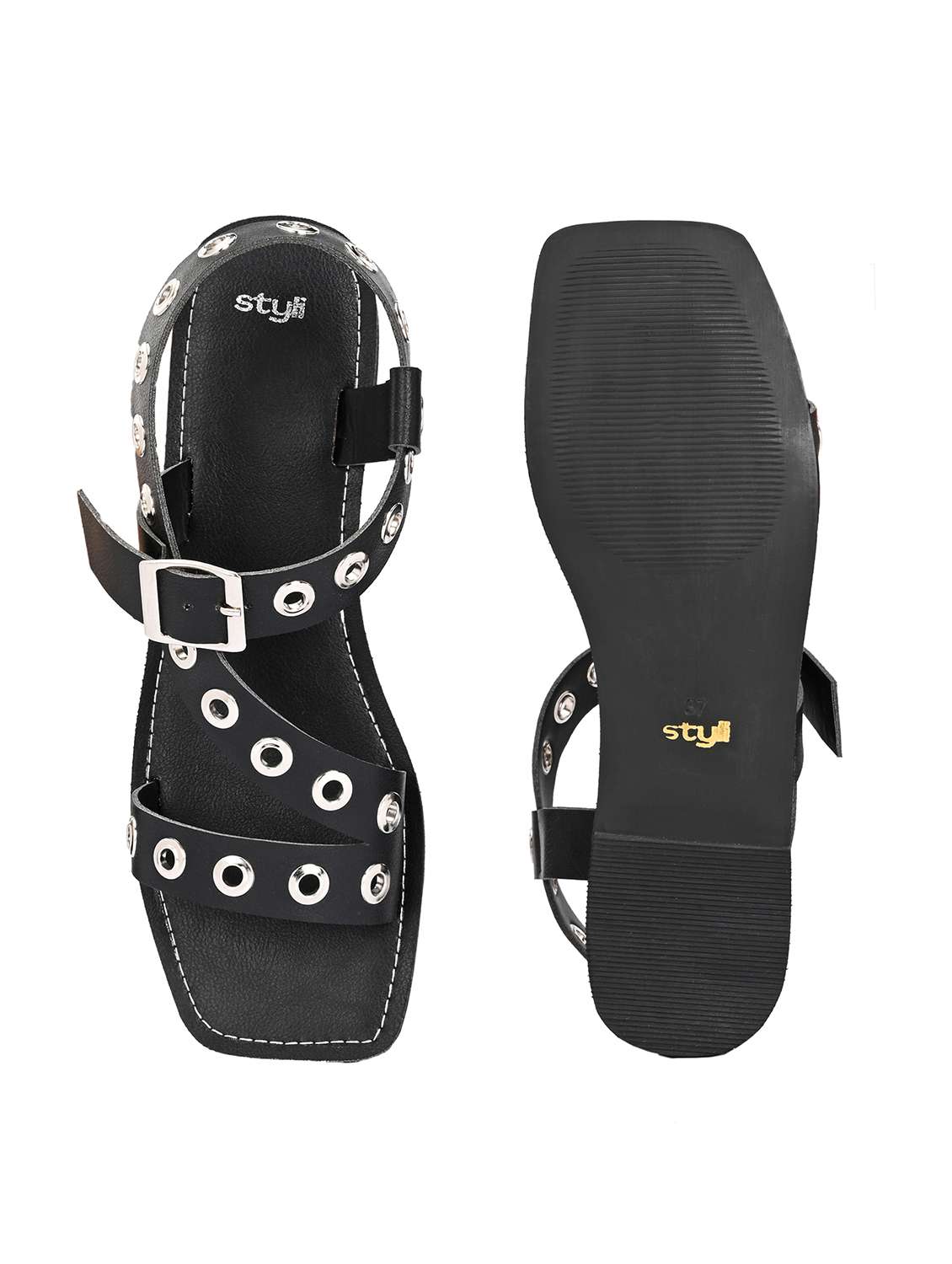 women solid back strap flat sandal - 22176721 -  Standard Image - 3